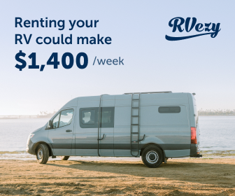 RV parked near the coast with weekly earning potential highlighted